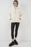 Merterium 5212 Kadın Oversize Peluş Ceket Mont - Ekru