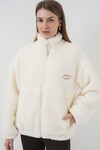 Merterium 5212 Kadın Oversize Peluş Ceket Mont - Ekru