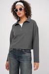 Merterium 55449 Fermuarlı Yaka Örme Sweatshirt - Antrasit