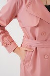 Merterium 5918 Kruvaze Yaka Trençkot - Pembe