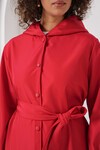 Merterium 5934 Kapüşonlu Trençkot - Kırmızı