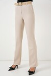Merterium 6538 Kemerli İspanyol Paça Pantolon - Bej