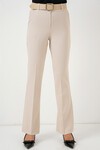 Merterium 6538 Kemerli İspanyol Paça Pantolon - Bej