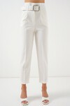 Merterium 6556 Kemerli Kumaş Pantolon - Ekru