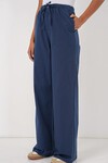 Merterium 6690 Kadın Bol Paça Yüksek Bel Pantolon - İndigo