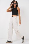 Merterium 6691 Geniş Paça Kargo Pantolon - Ekru