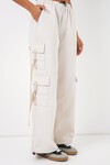 Merterium 6691 Geniş Paça Kargo Pantolon - Ekru