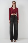 Merterium 936 Sandy Crop Bluz - Bordo
