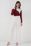 Merterium 940 Büzgü Detaylı Sandy Bluz - Bordo