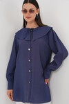 Merterium Kadın Bebe Yaka Uzun Tunik 5967 - İndigo