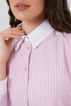 Merterium Kadın Çizgili Gömlek 20288 - Pembe