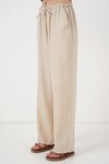 Merterium Kadın Geniş Paça Keten Pantolon 6735 - Krem