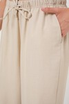 Merterium Kadın Geniş Paça Keten Pantolon 6735 - Krem