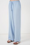 Merterium Kadın Geniş Paça Keten Pantolon 6735 - Mavi