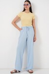 Merterium Kadın Geniş Paça Keten Pantolon 6735 - Mavi