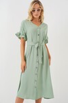 Merterium Kadın Kısa Kol Düğmeli Elbise 2555 - Mint
