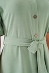 Merterium Kadın Kısa Kol Düğmeli Elbise 2555 - Mint