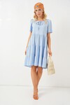 Merterium Kadın Kısa Kol Kısa Elbise 2554 - Mavi