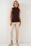Merterium Kadın Kolsuz Body 4348 - Kahverengi