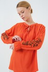 Merterium Kadın Nakışlı Örme Bluz 941 - Turuncu