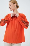 Merterium Kadın Nakışlı Örme Bluz 941 - Turuncu