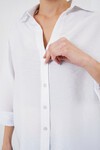 Merterium Kadın Oversize Kısa Kol Gömlek 20315 - Beyaz