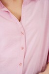 Merterium Kadın Oversize Kısa Kol Gömlek 20315 - Pembe
