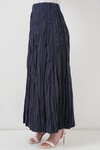 Merterium Kadın Uzun Kırışık Etek 8042 - Lacivert