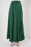 Merterium Kadın Uzun Kırışık Etek 8042 - Zümrüt Yeşili