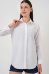 Merterium Kadın Uzun Kol Basic Gömlek 20279 - Beyaz