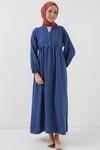 Merterium Kadın Uzun Tesettür Elbise 2525 - İndigo