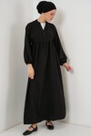 Merterium Kadın Uzun Tesettür Elbise 2525 - Siyah