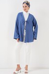 Merterium Keten Tesettür Kimono 5968 - İndigo