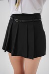 Merterium Pileli Mini Şort Etek 5336 - Siyah