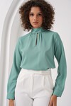 Merterium 0418 Pencere Detaylı Bluz - Su Yeşili