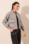 Merterium 0688 Çift Cepli Bomber Ceket - Gri
