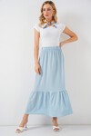 Merterium 1886 Uzun Örme Etek - Açık Mavi