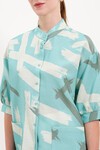 Merterium 20226 Desenli Oversize Gömlek - Mint