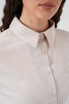 Merterium 20276 Uzun Kol Çizgili Gömlek - Krem