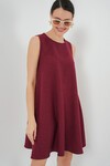 2444 Mini Keten Elbise - Bordo