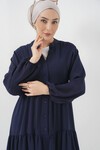 Merterium 2527 Kadın Uzun Tesettür Elbise - Lacivert