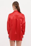 Merterium 3985 Oversize Saten Gömlek - Kırmızı