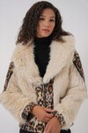 Merterium 5209 Peluş Kürk Mont - Krem