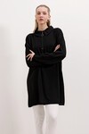 Merterium 5917 Fermuarlı Oversize Tunik - Siyah