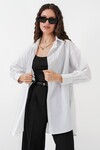 Merterium 5946 Oversize Uzun Gömlek Tunik - Beyaz