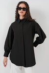 Merterium 5946 Oversize Uzun Gömlek Tunik - Siyah
