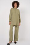 Merterium 6678 Keten Tunik Pantolon İkili Takım - Çağla