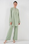 Merterium 6678 Keten Tunik Pantolon İkili Takım - E.Yeşil