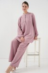 Merterium 6678 Keten Tunik Pantolon İkili Takım - Gül Kurusu