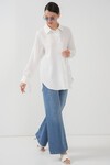 Merterium Fırfırlı Uzun Gömlek Tunik 5953 - Beyaz